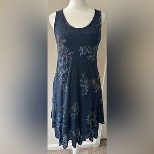 Tempo Paris Navy Floral Print Gauze Dress. Size Medium. NWT